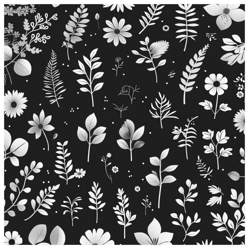 Édredon floral noir moderne, Simple extra long