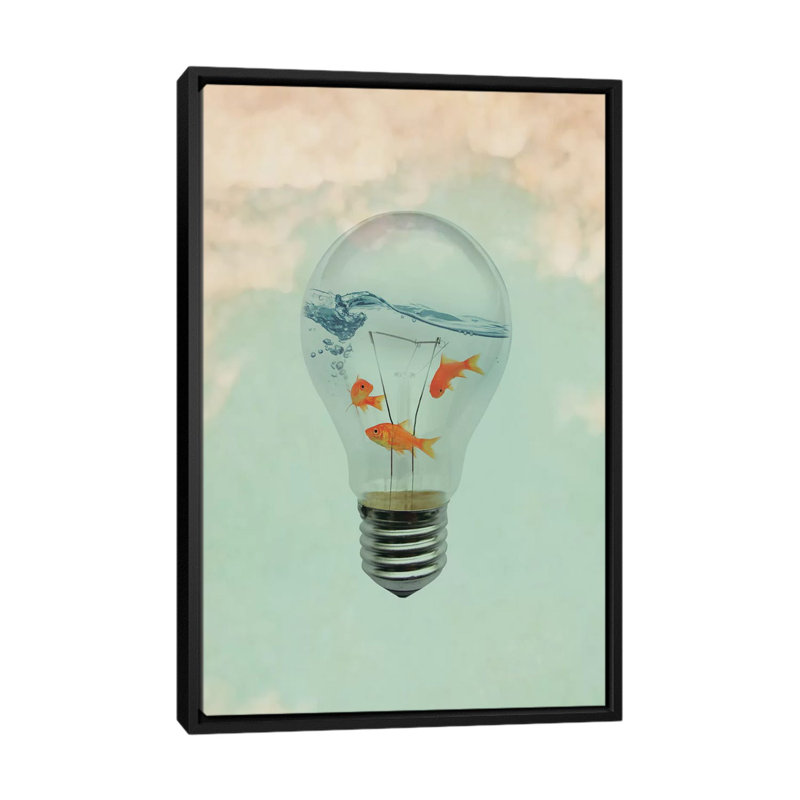 Ideas And Goldfish I by Vin Zzep - Print on Canvas, Black Framed, 66.04 cm H x 45.72 cm W