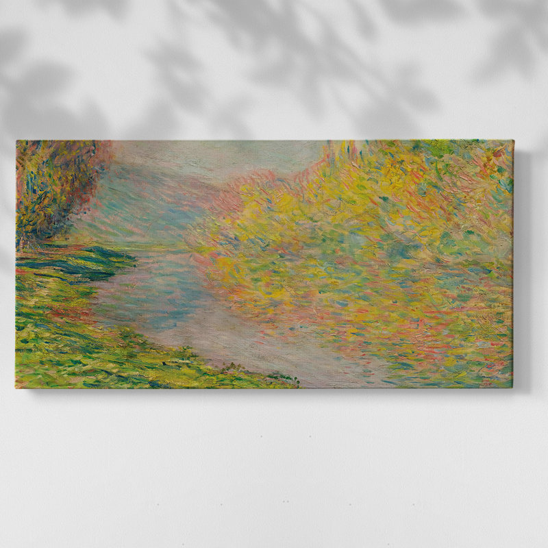 Série paysage - MCXLII - Toile tendue avec châssis, prête à accrocher, H 25 po x l 49 po, Doré