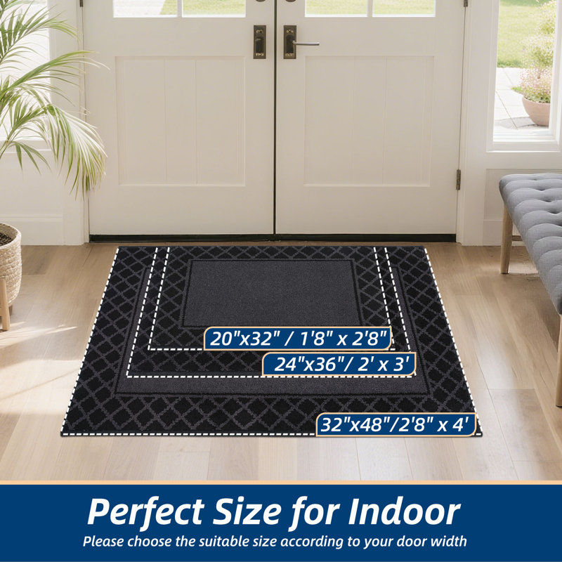 Non-Slip Indoor Doormat, 81.3cm W x 121.9cm L, Black