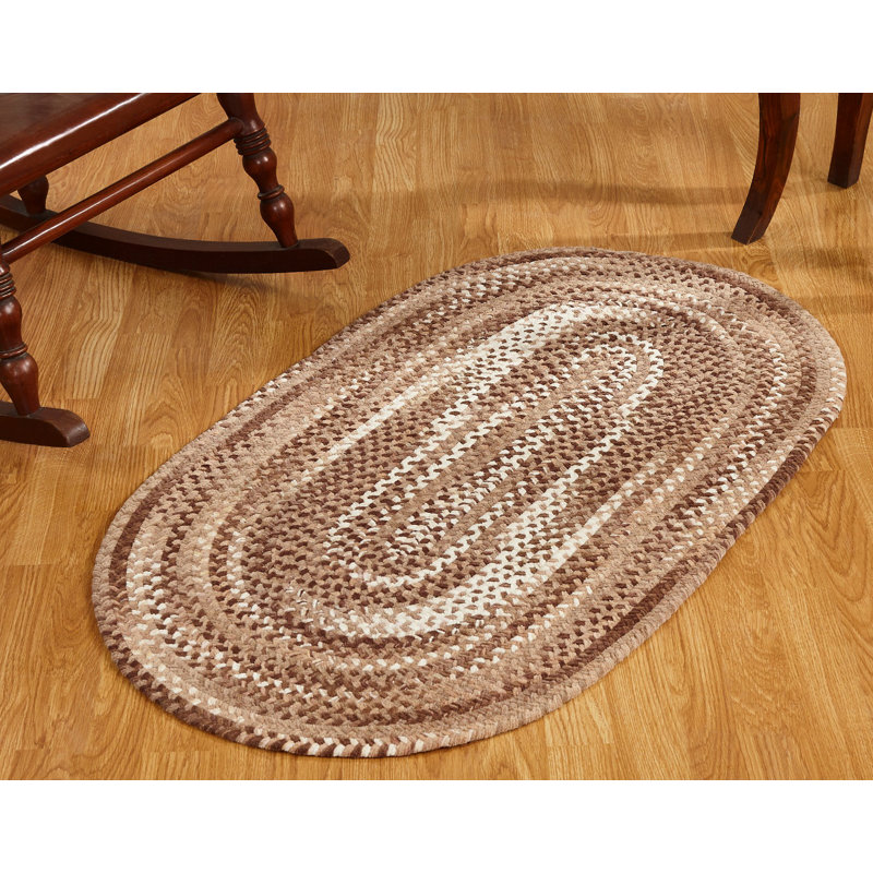 Emerson Abstract Braided Cotton Brown/Beige Area Rug, Oval 1'8'' x 2'6''