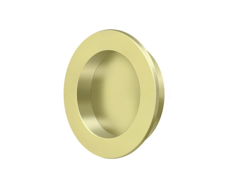 Deltana FP238U5 Flush Pull , Round, HD, 2-3/8", Solid Brass in Antique Brass, 2 3/8", Polished Brass