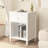 26.77''H Wooden Nightstand with One Drawer One Shelf for Kids, Adults, White+Golden handle-660845178
