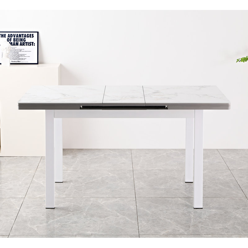 Sintered Stone Extending Dining Table, White