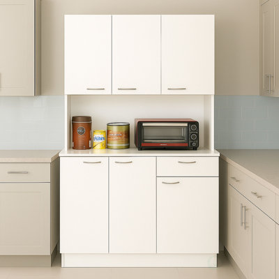 Basicwise Kitchen Pantry Storage Hutch - 71" Tall Wood Organizer with Drawer, Doors & Shelves, Modern White, for Dining, Living, Mudroom, 39.75"W x 15.75"D x 71"H, Versatile Cabinet for Home