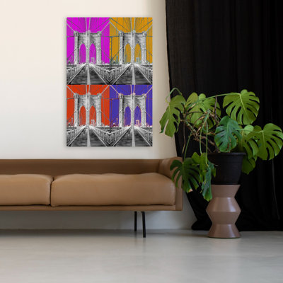 Brooklyn Bridge Pop Modern Cityscape Digital Art Art Minimalist; Modern