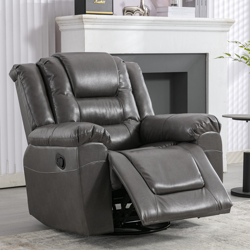 360°Swivel And Rocking Home Theater Recliner Manual Recliner Chair, Gray
