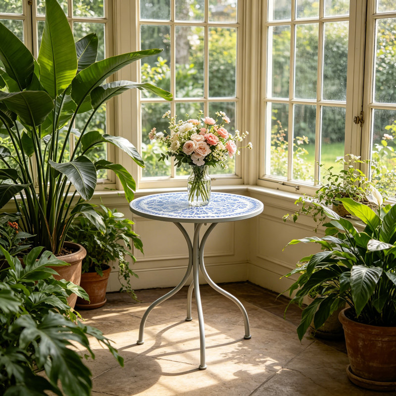 Table d'appoint d'extérieur avec plateau en céramique