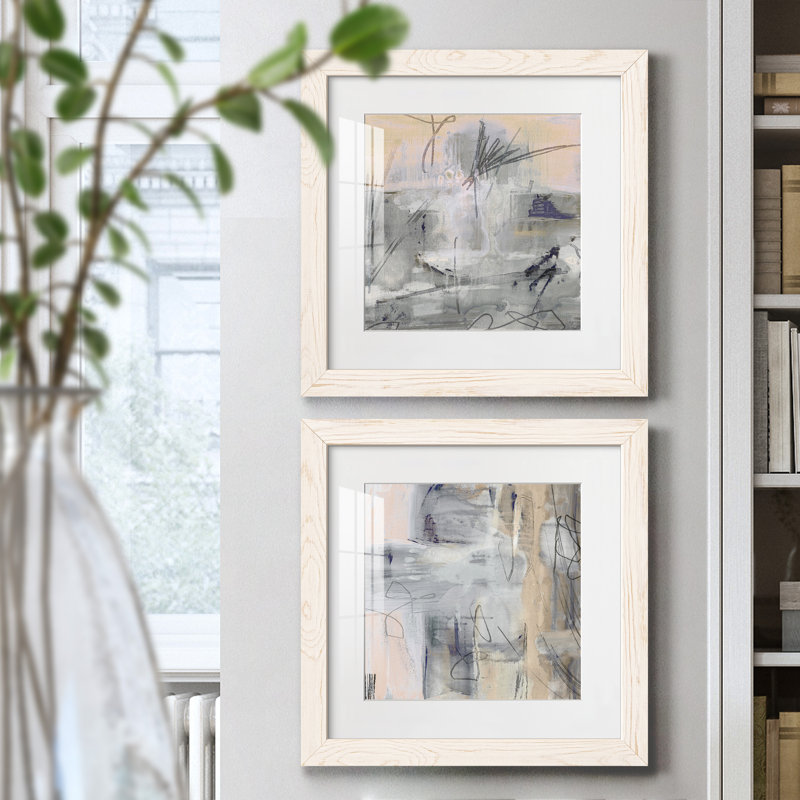 Southeast I - ensemble de 2 peintures encadrées, Cadre blanc, H 17 po x l 34 po x P 1,5 po