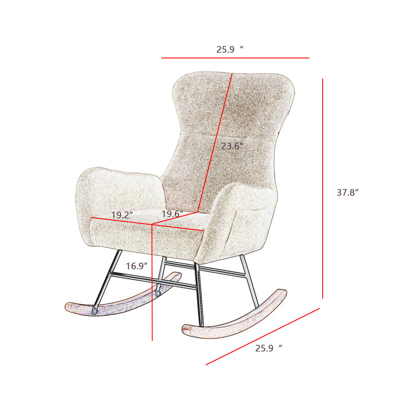Chaise berçante en tissu, Ourson blanc cassé