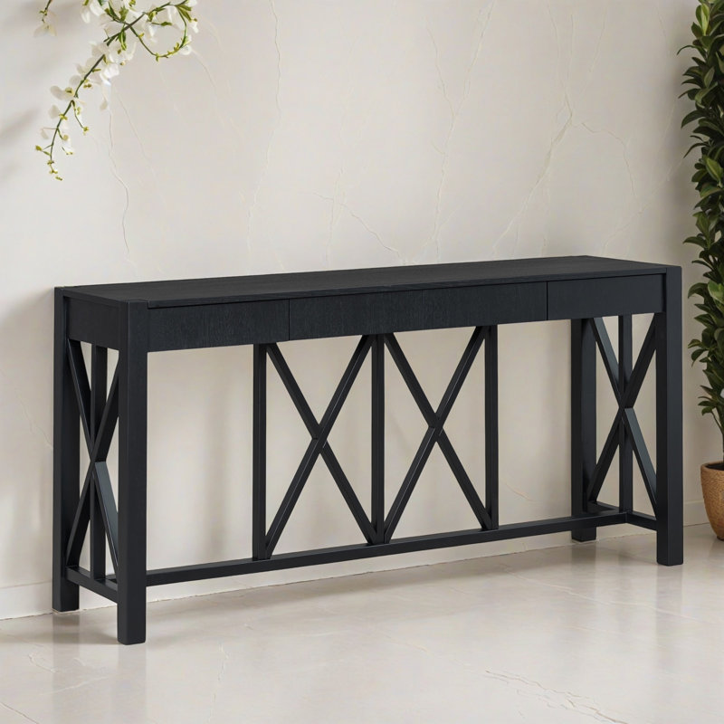 60.08" Console Table Entryway Side Table for Hallway Living Room, Black