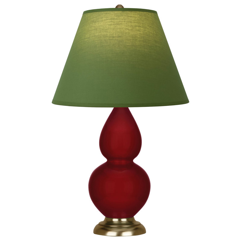 Petite lampe d'appoint à double gourde, Rouge / laiton naturel antique, Thé vert / taupe