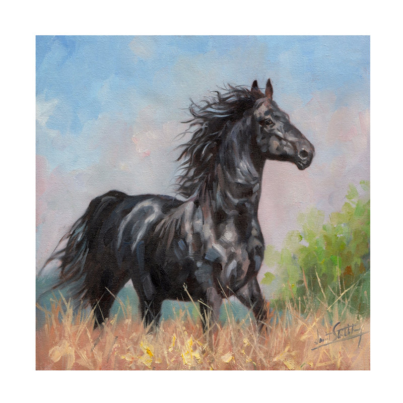David Stribbling Black Horse Canvas Art, 18" H x 18" W