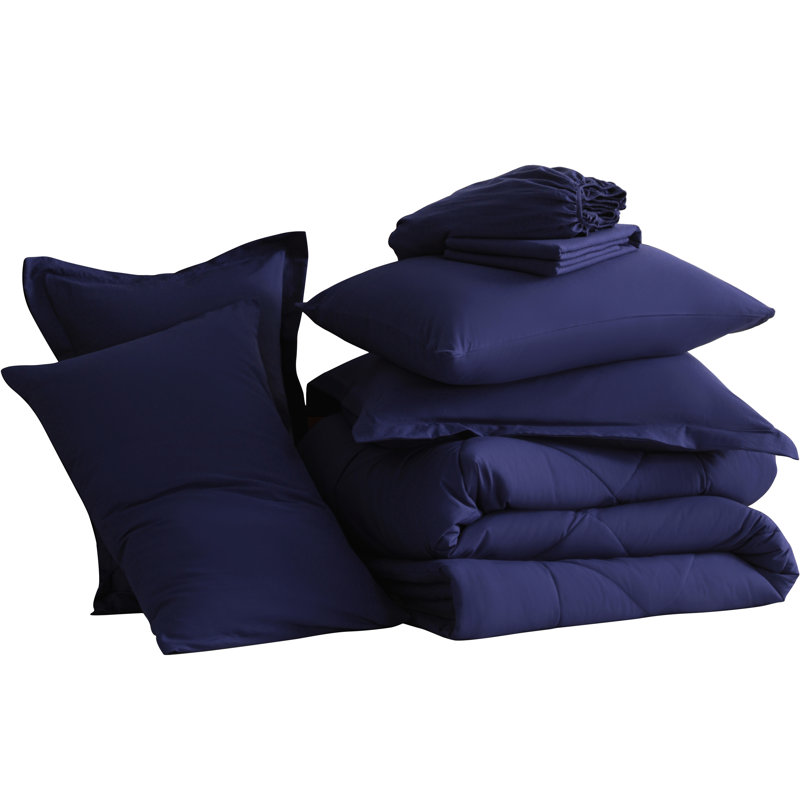 Ensemble de literie pour grand lit 7 pièces doux et respirant, Grand (7 pièces), Marine
