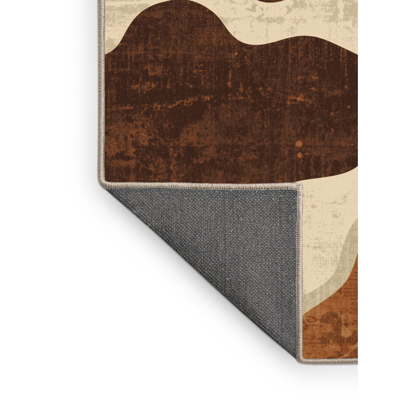 Tapis beige moelleux moelleux au look rustique de style rétro Narberth, 8 x 12