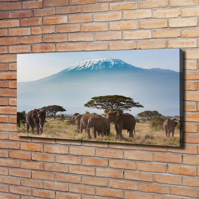 Elephants Kilimanjaro - Wrapped Canvas Print