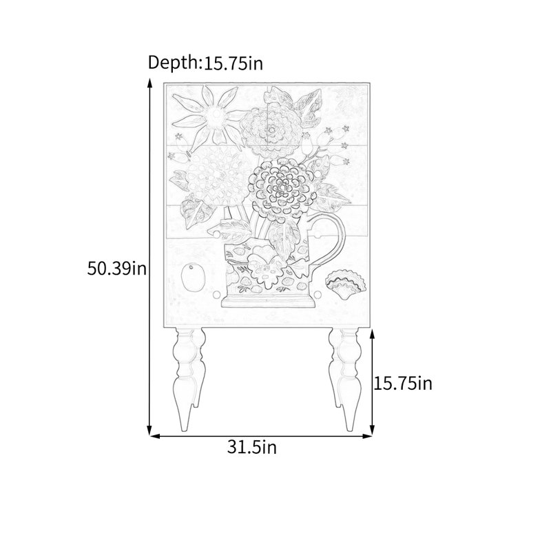Armoire décorative en pin à cinq tiroirs