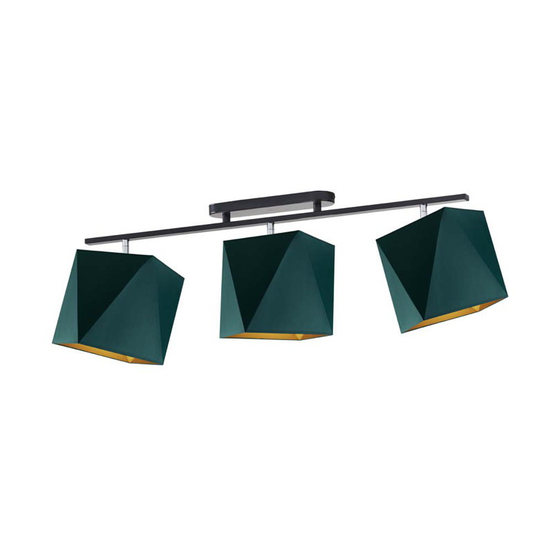 Goodell 3 - Light Kitchen Island Pendant, Matte Black, Green