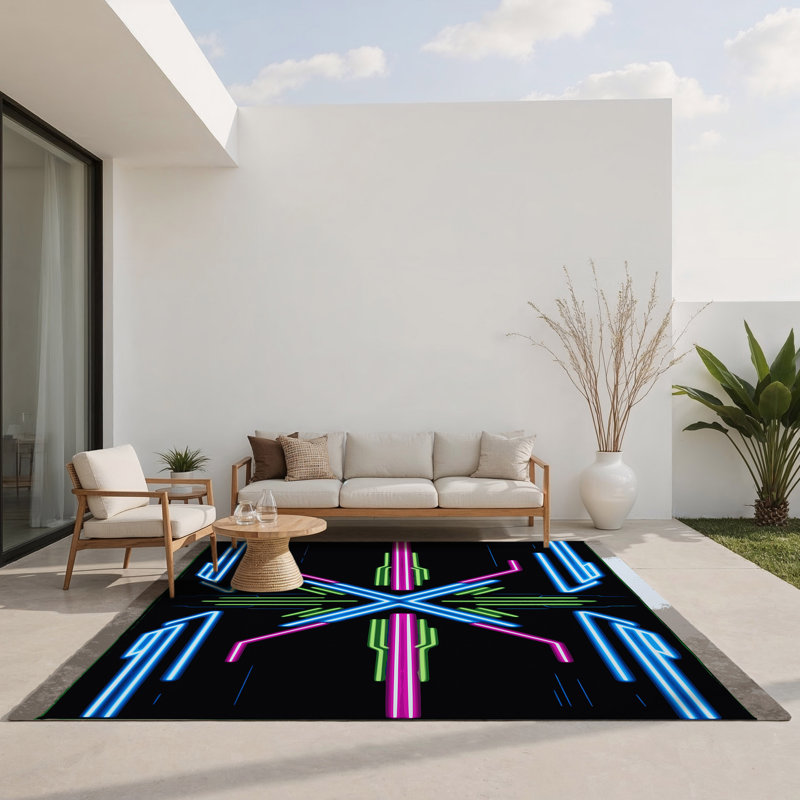 Luminal Orbit Indoor And Outdoor Area Rug, Rectangle 5' x 7'