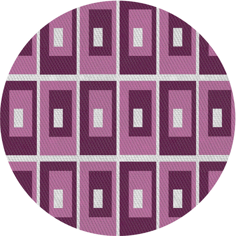 Tapis de zone mauve à motifs, Rond 5 pi