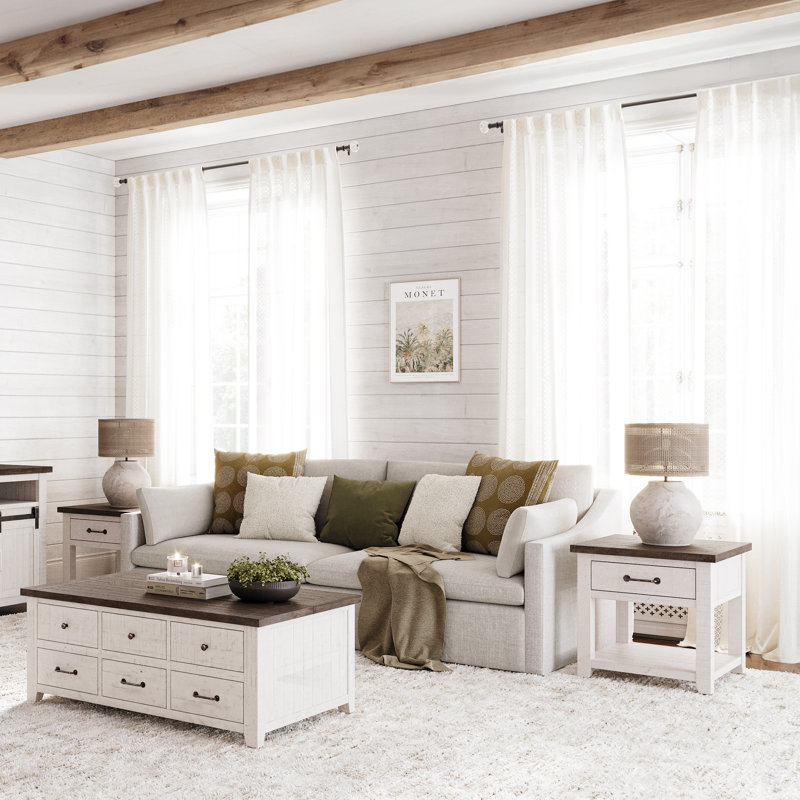Eradis 3 - Piece Solid Wood Top Living Room Table Set
