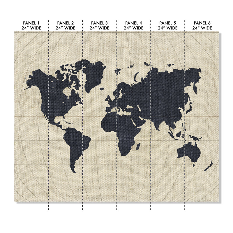 Murale continents, l 120 po x L 144 po