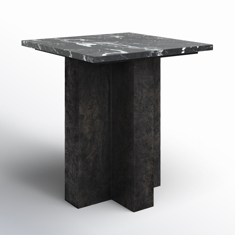 Terrell Black Marble and Aluminum End Table