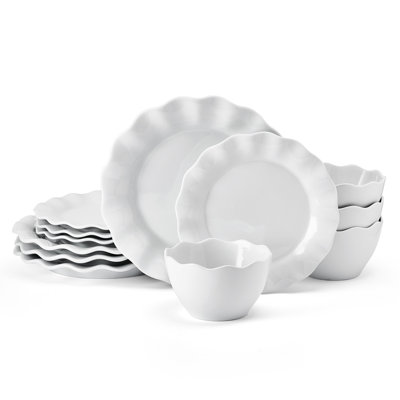 Fitz and Floyd Everyday White Scallop 12-Pc Dinnerware Set