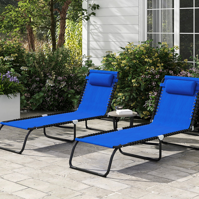 Chaise de patio pliante - 4 inclinables, filet respirant, bleu plage supplémentaire