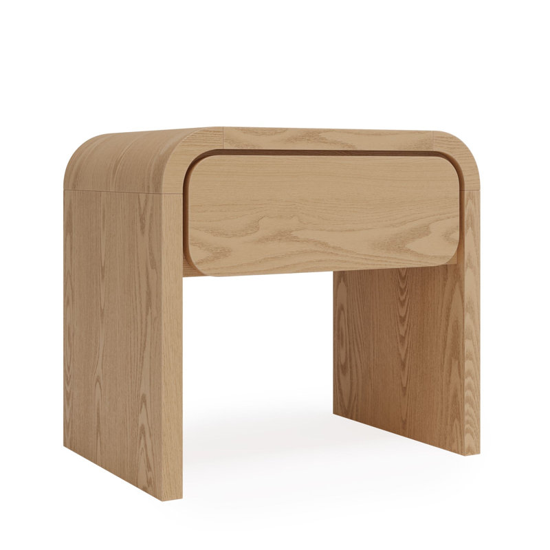 Table de chevet 1 tiroir entièrement assemblée avec menuiserie queue d'aronde Nori, Bois d'œuvre