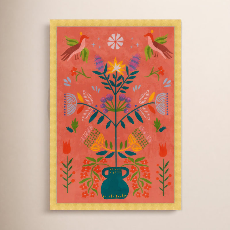 Bohemian Botanical Illustration by  - Picture Frame Print, H 17 po x l 12 po, Or