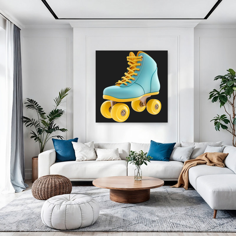 Affiche murale rétro colorée classique de patins à roulettes, H 48 po x l 48 po