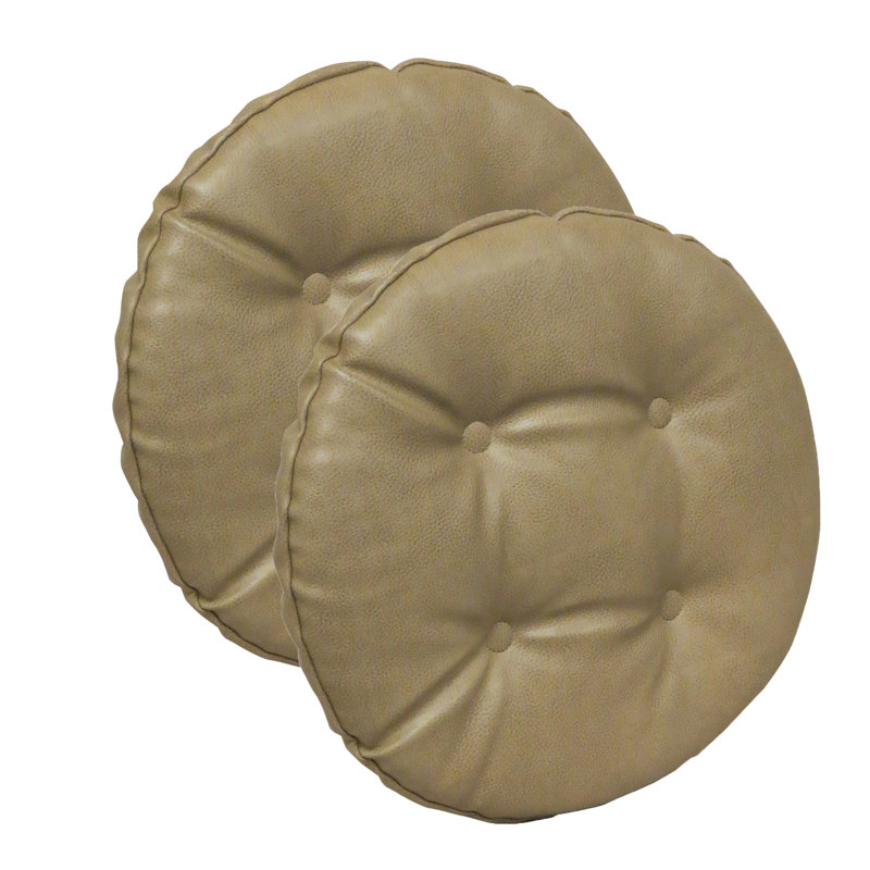 Coussin de tabouret de bar antidérapant rond en similicuir, 14 pouces, Taupe