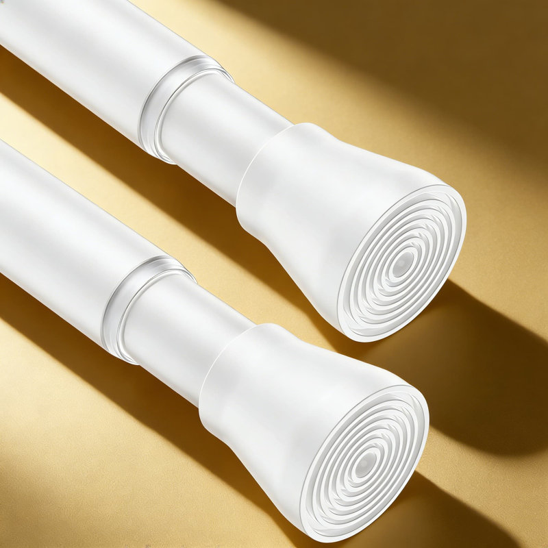 Tringle à rideaux à ressort sans tringle requise, tringle à tension antidérapante réglable pour fenêtres, salles de bain et portes, finition blanche, paquet de 2
