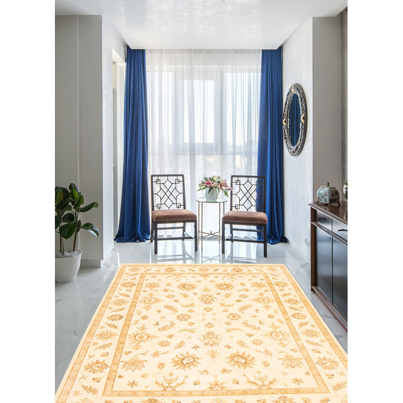 Tapis crème torsadé noué à la main 8 pi 1 po x 10 pi 1 po Chobi