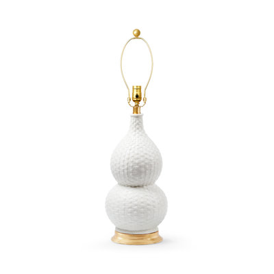 Charlotte Lamp With Shade 16-Inch White Linen, With Gold