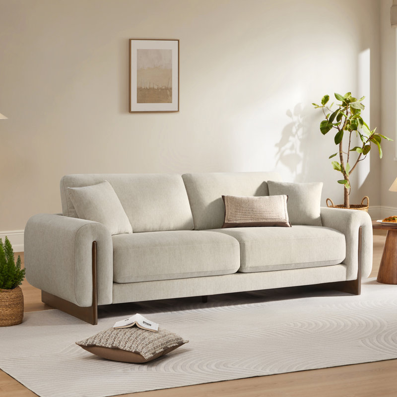 Canapé 90 po avec pieds en bois, Beige