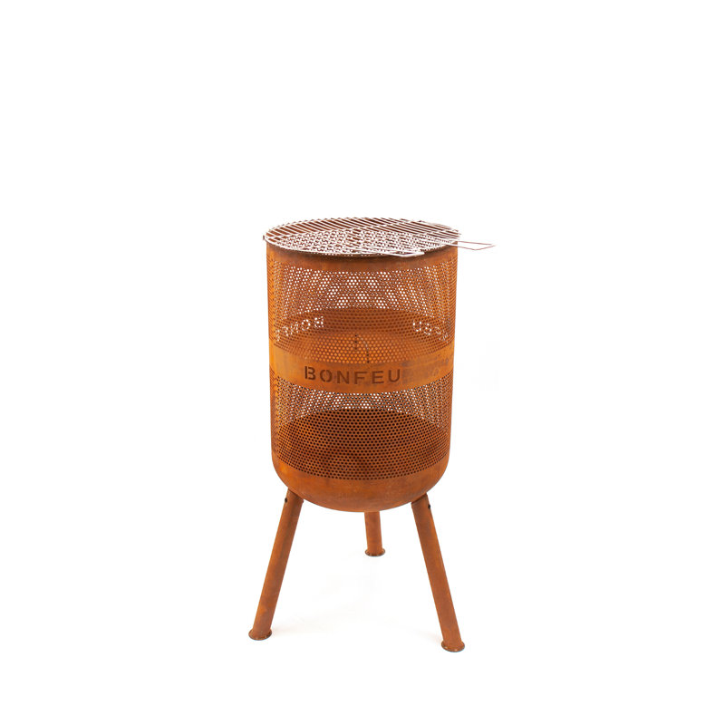 Cylinder Steel Outdoor Fireplace, 85cm H x 34cm W x 34cm D, Orange