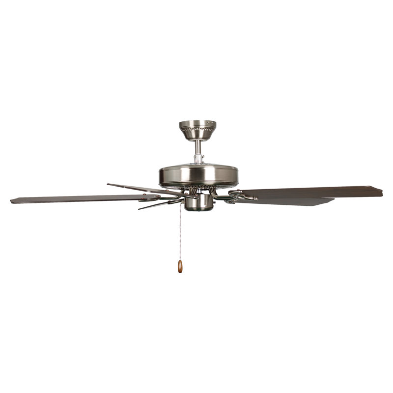Desert Moon 52" 5-Blade Indoor Ceiling Fan, Brushed Nickel, Brown Wood