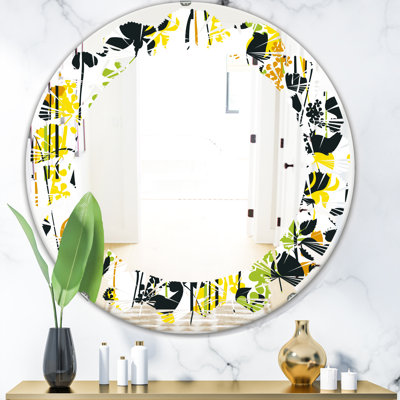Leaves Summer Meadow Motif, Silhouettes Cottage Americana Miroir mural sans cadre