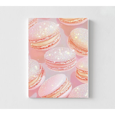 Macaron rose étincelant - prêt à accrocher, décoration murale