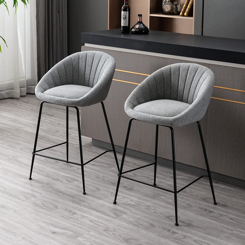 Parthenia Upholstered and Chenille Bar Stool, Yellow / Yellow
