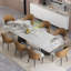 Ensemble de table de salle à manger 9 pièces en faux marbre avec plateau rectangulaire extensible en fritté de 94,5 po et 8 chaises en similicuir-1730726206-1730726179