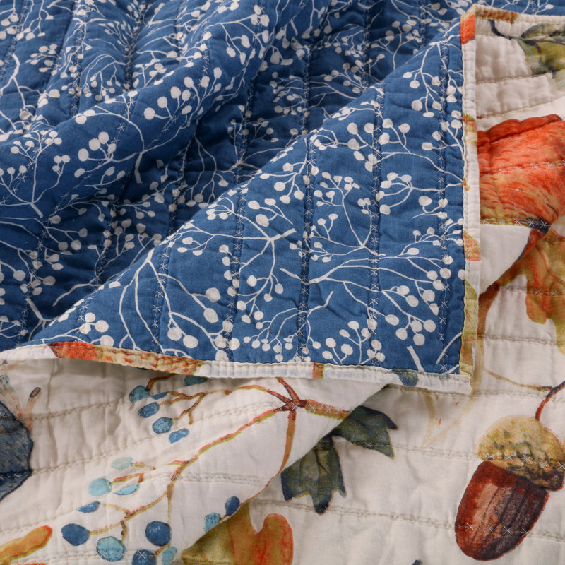 Willow Twin Blue Microfiber Reversible Quilt Set