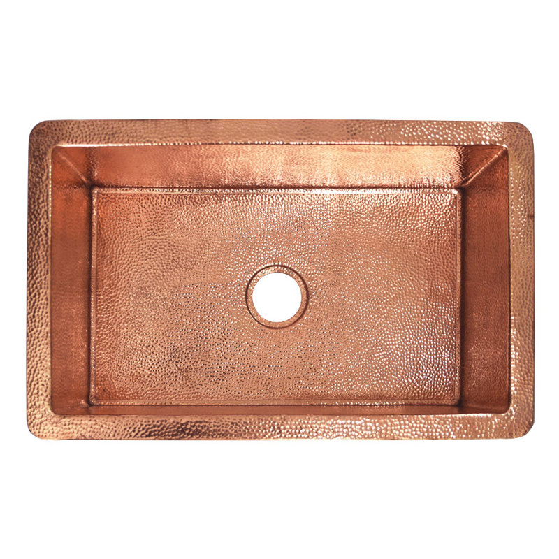 Cocina Undermount Kitchen Sink, Polished Copper, 10" H x 30" L x 18.5" W