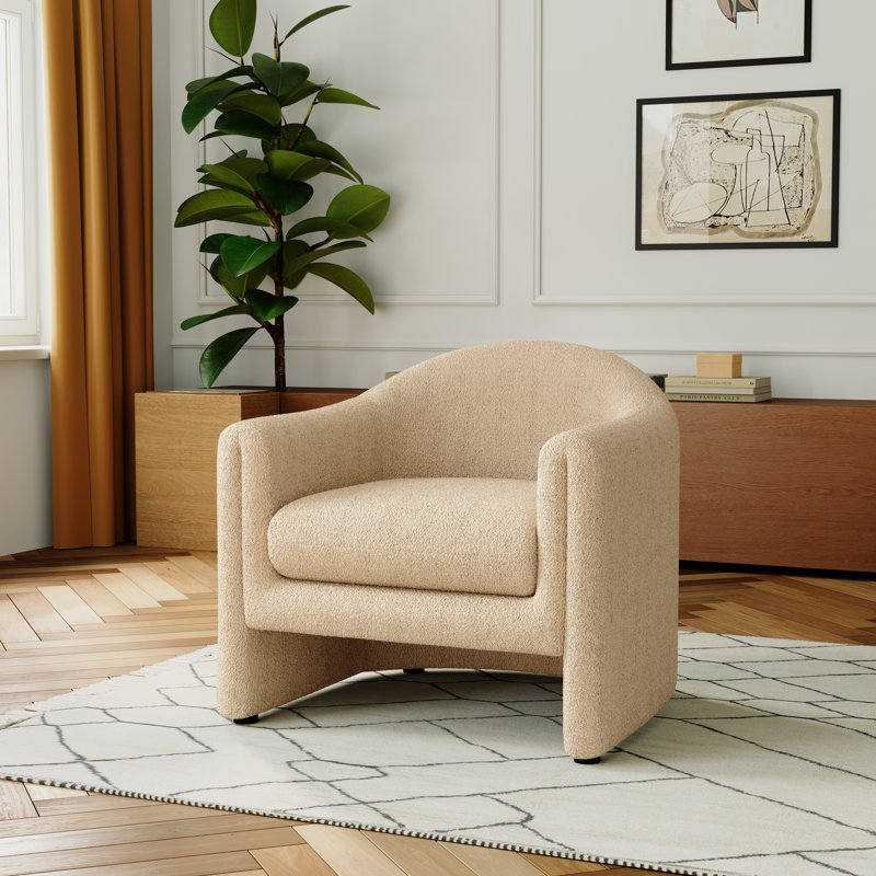Esly 82Cm Wide Barrel Chair, Camel Teddy