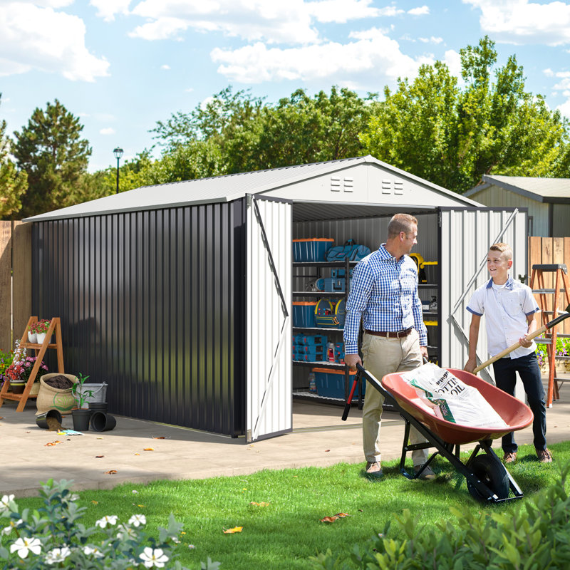 8 ft. W x 12 ft. D Outdoor Metal Shed Storage with Reinforced Steel Frame and Lockable Doors