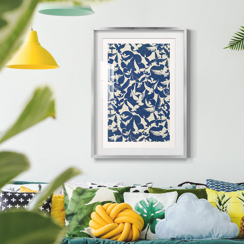 «Vintage Abstract Print», reproduction encadrée, Argent