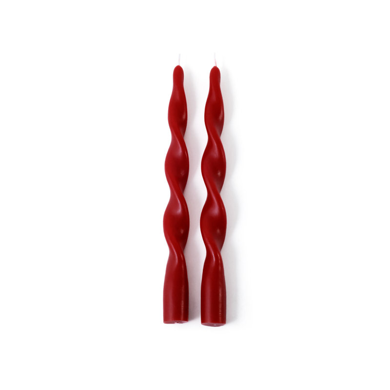 Ensemble de 12 chandelles formelles Lumière Twist - Décoration de table des fêtes, Cône 10 po x 0,875 po, Bourgogne