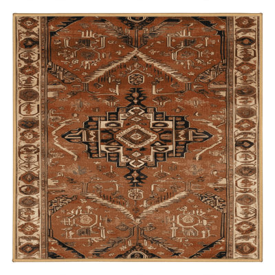 Machine Washable Turkish Brown Area Rug